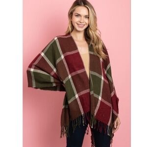 NEW! Plaid Checkered Poncho